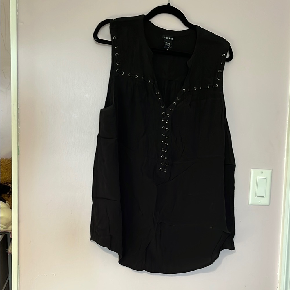 Torrid Black Embellished Blouse with Buttoned Details